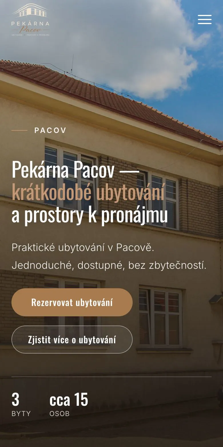 Pekárna Pacov — ubytování a komerční prostory — Telefon